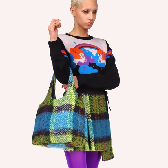 Anna Sui Plaid Tote Bag-Fern Multi | Poshmark