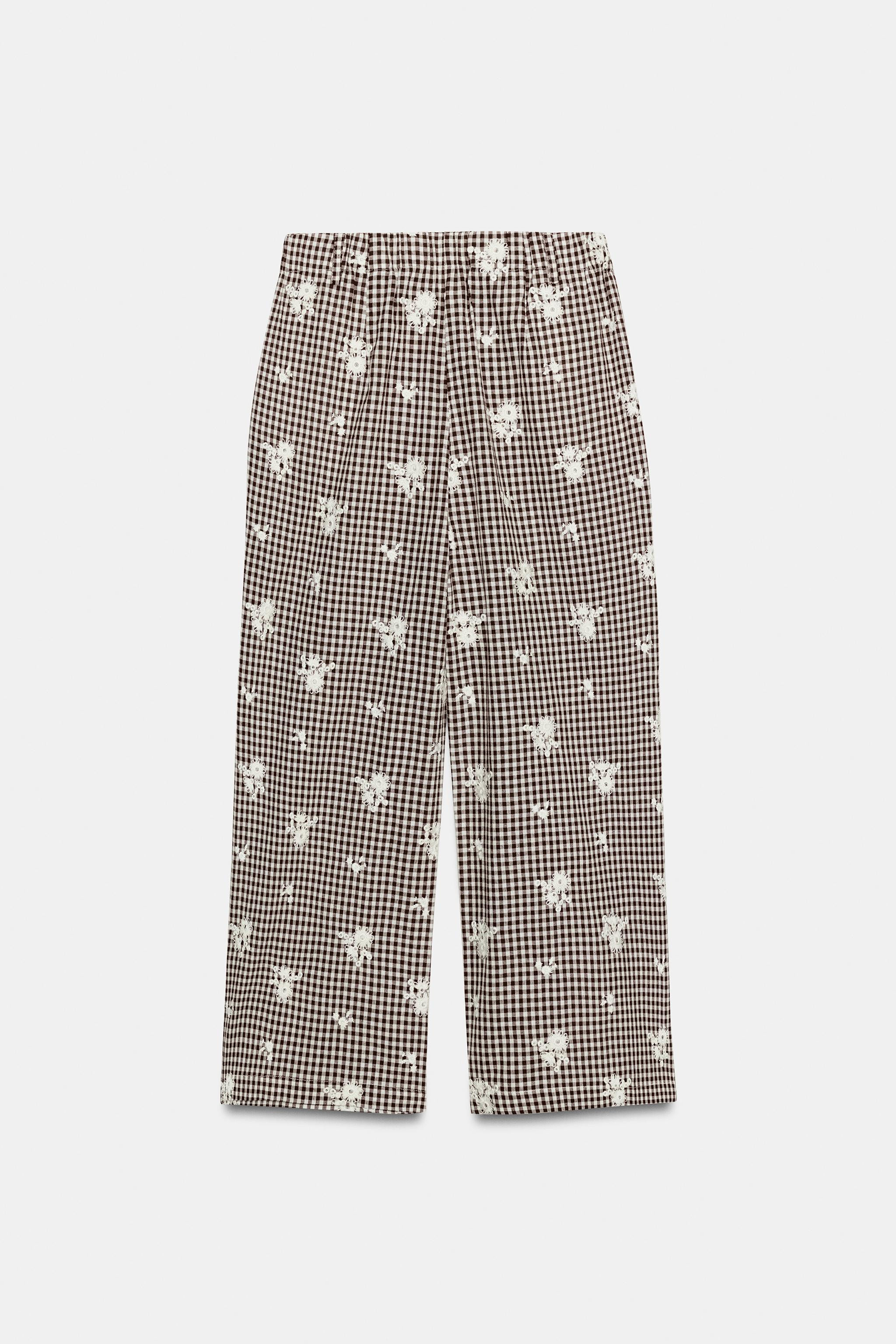 EMBROIDERED PLAID CULOTTES | Zara US