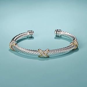 Bracelet Designer Brand Inspired Antique Women Jewelry Cross Cable Wire Bangle Christmas Day Gifts | Amazon (US)