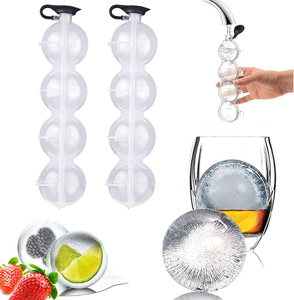 HUIHUIBI 2PCS Whiskey DIY Ice Ball Maker Mold,4-Hole Round Ice Ball Mold 2.2 Inch Ice Ball Maker ... | Amazon (US)