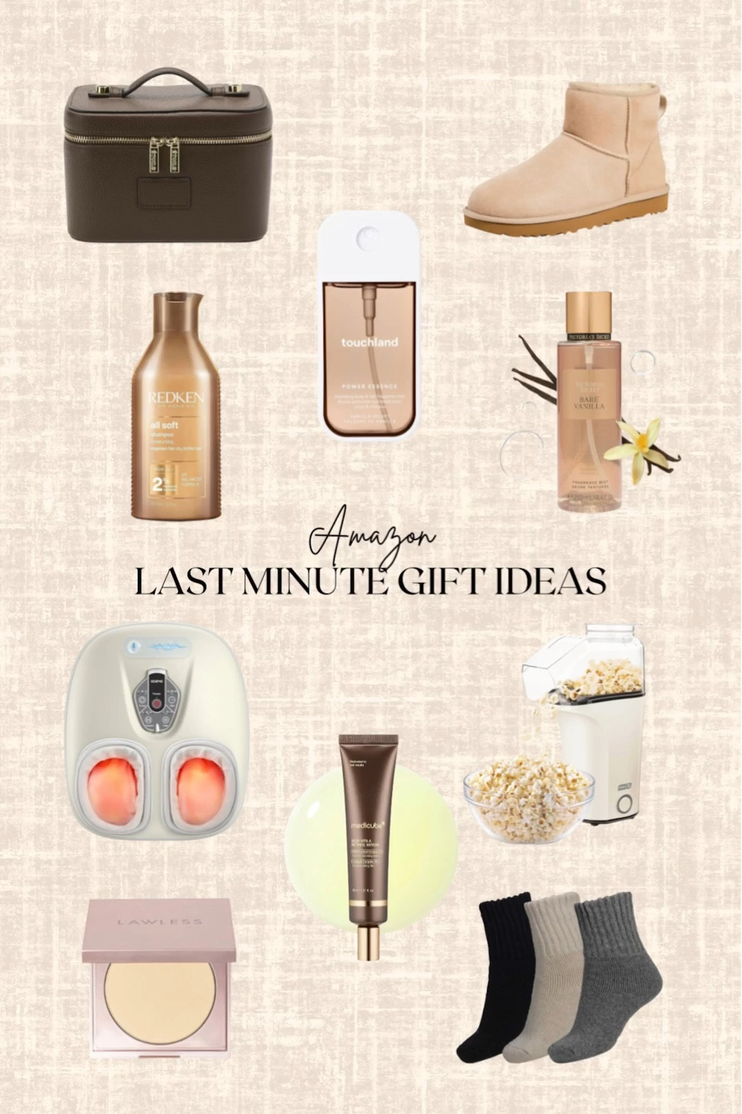 Amazon last minute gift ideas! 

Mini vanity case, shampoo, sanitizer, socks, popcorn maker, fragrance mist, retinol, foot massager, boots, powder, holiday gifts

#LTKHome #LTKHoliday #LTKGiftGuide