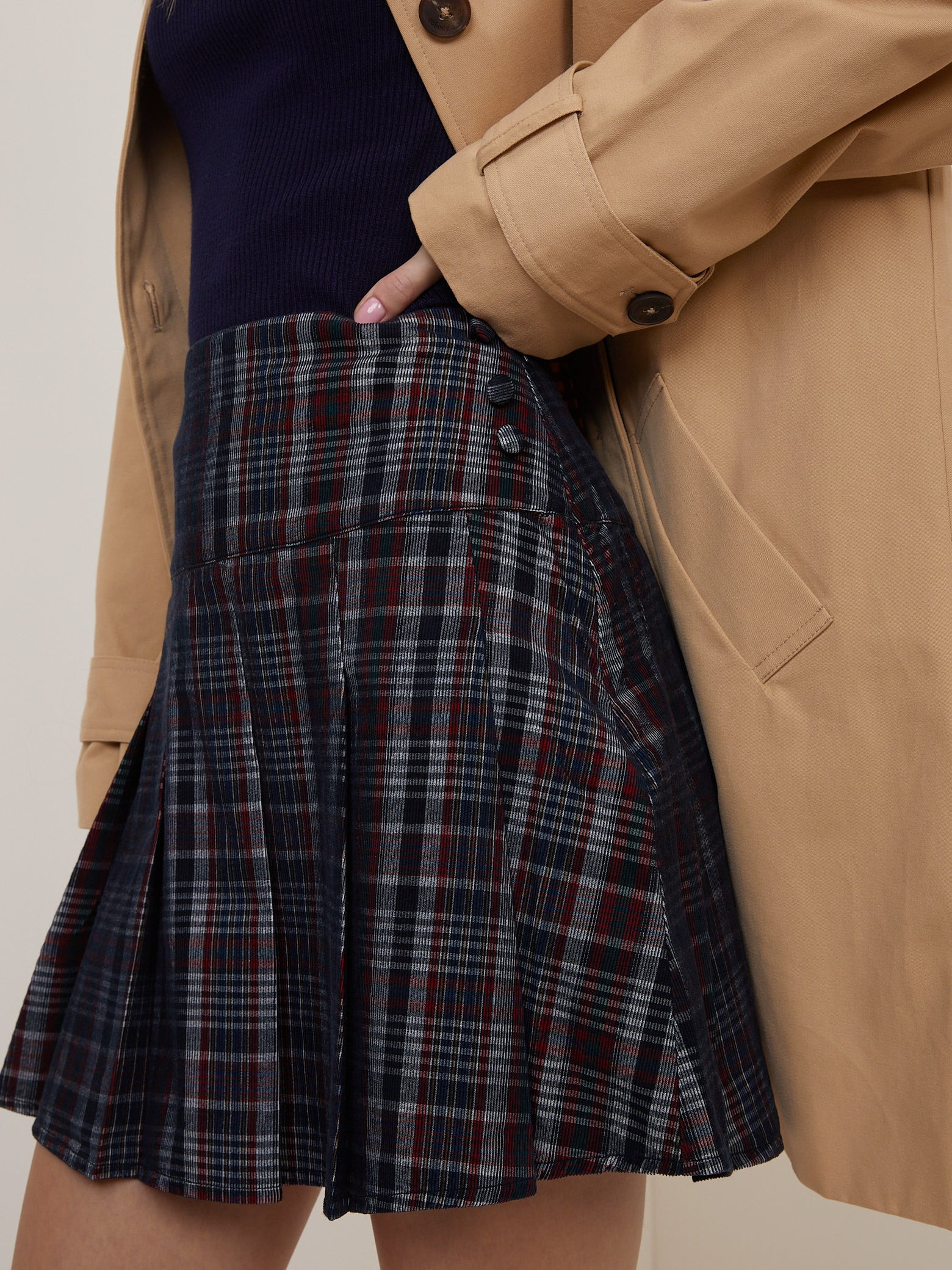 Navy And Red Tartan Mini Skirt | Nobody's Child