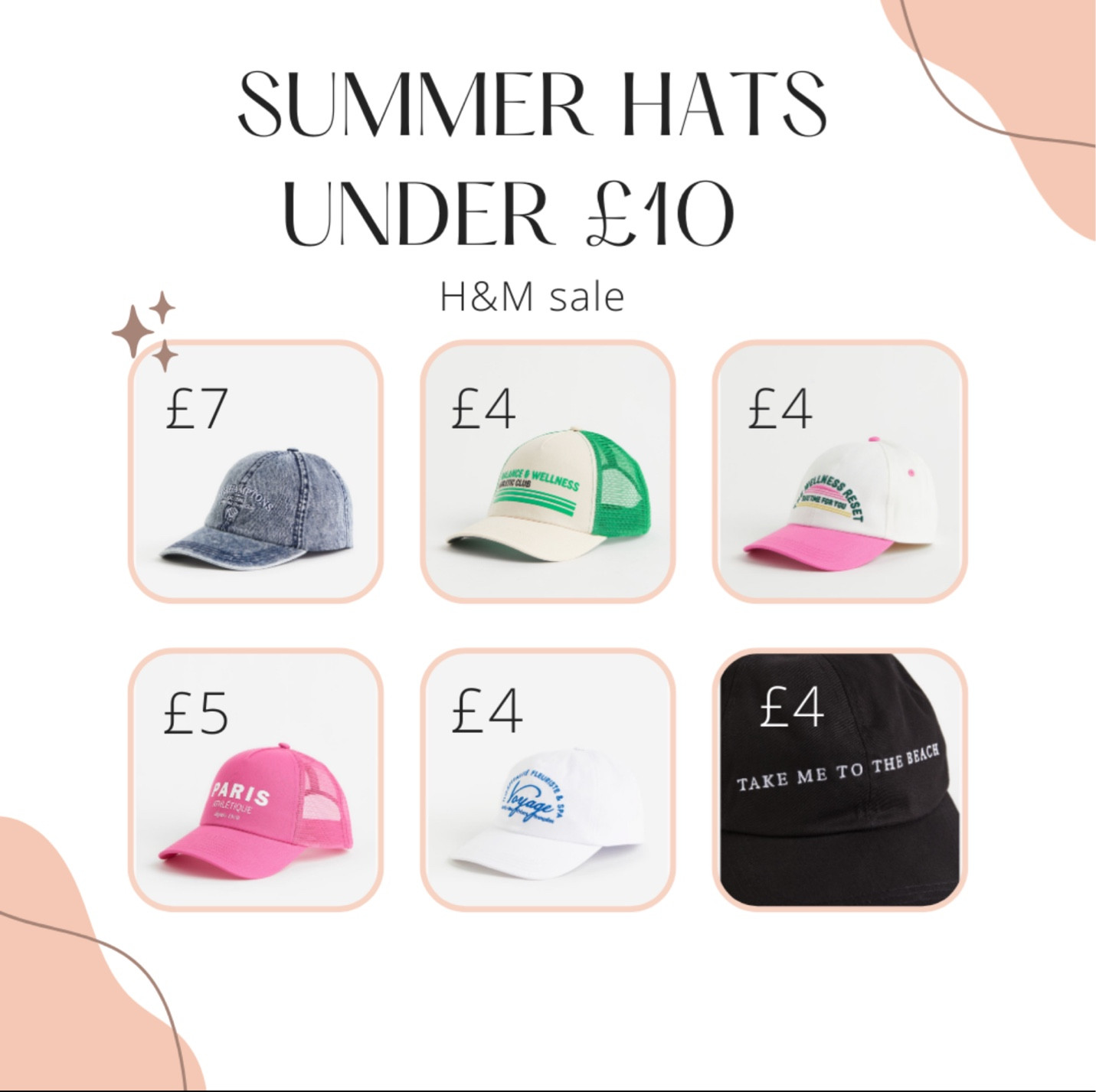 Cute summer hats on a budget, h&m sale 💕

#LTKbeauty #LTKSale #LTKFind