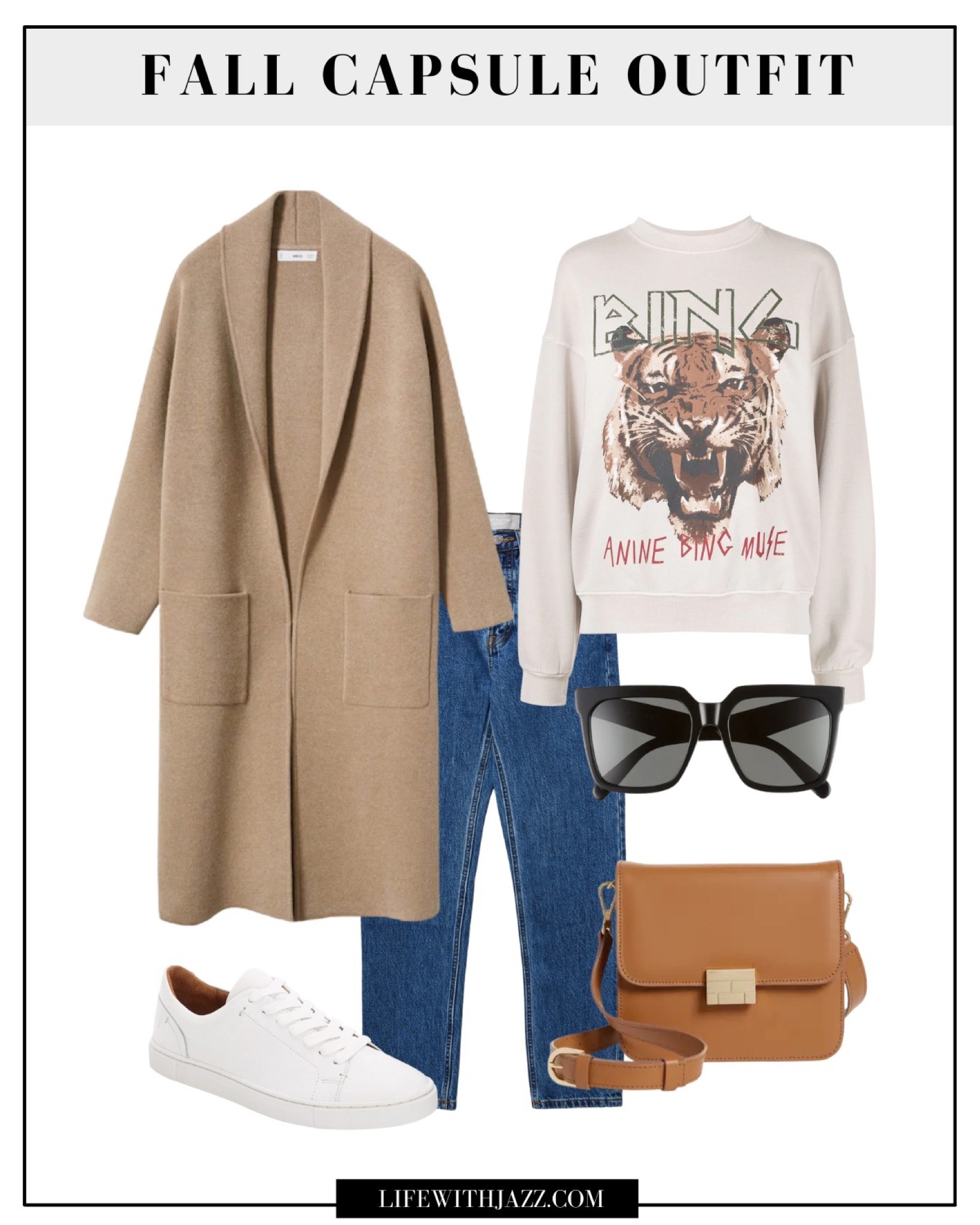 Fall capsule outfit 

Long wool coat / tiger sweatshirt / blue jeans / white sneakers 

#LTKstyletip #LTKSeasonal #LTKunder100