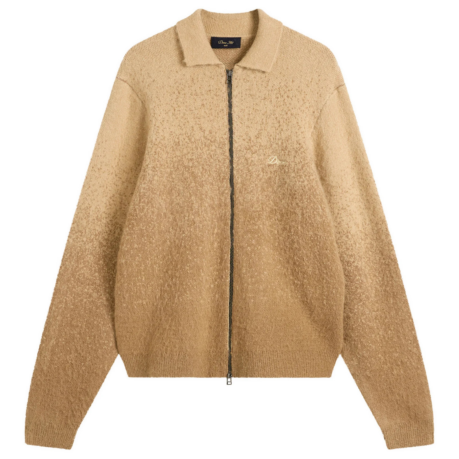 Dime Mohair Double Zip Knit in Camel, Size X-Small | END. Clothing