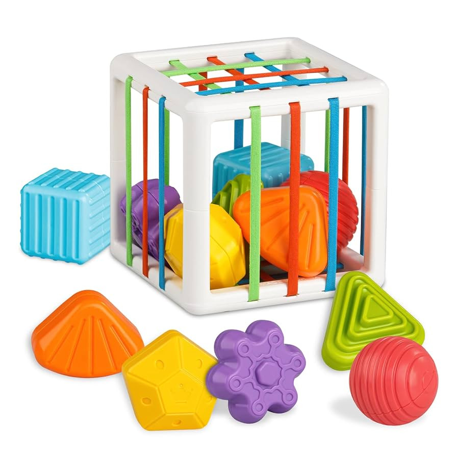 Montessori Toys for 1 Year Old, Cube & 6 Sensory Shape Blocks, Baby Toys 12-18 Months, Developmen... | Amazon (US)