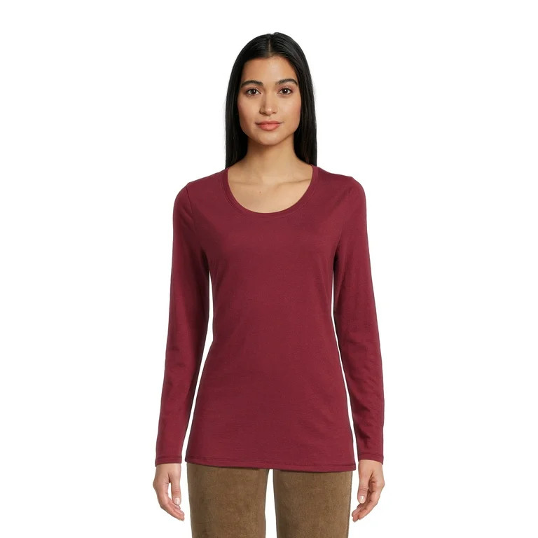 No Boundaries Juniors Scoop Neck T-Shirt with Long Sleeves, Sizes XS-XXXL | Walmart (US)