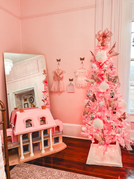 Baby girl pink Christmas tree nursery decor 