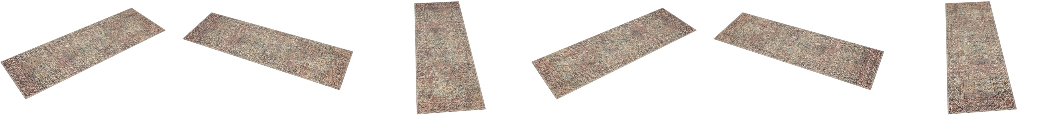 Loloi Amber Lewis x Loloi Billie Collection BIL-04 Aqua / Rust 2'-6" x 7'-6", 0.19" Thick Runner ... | Amazon (US)