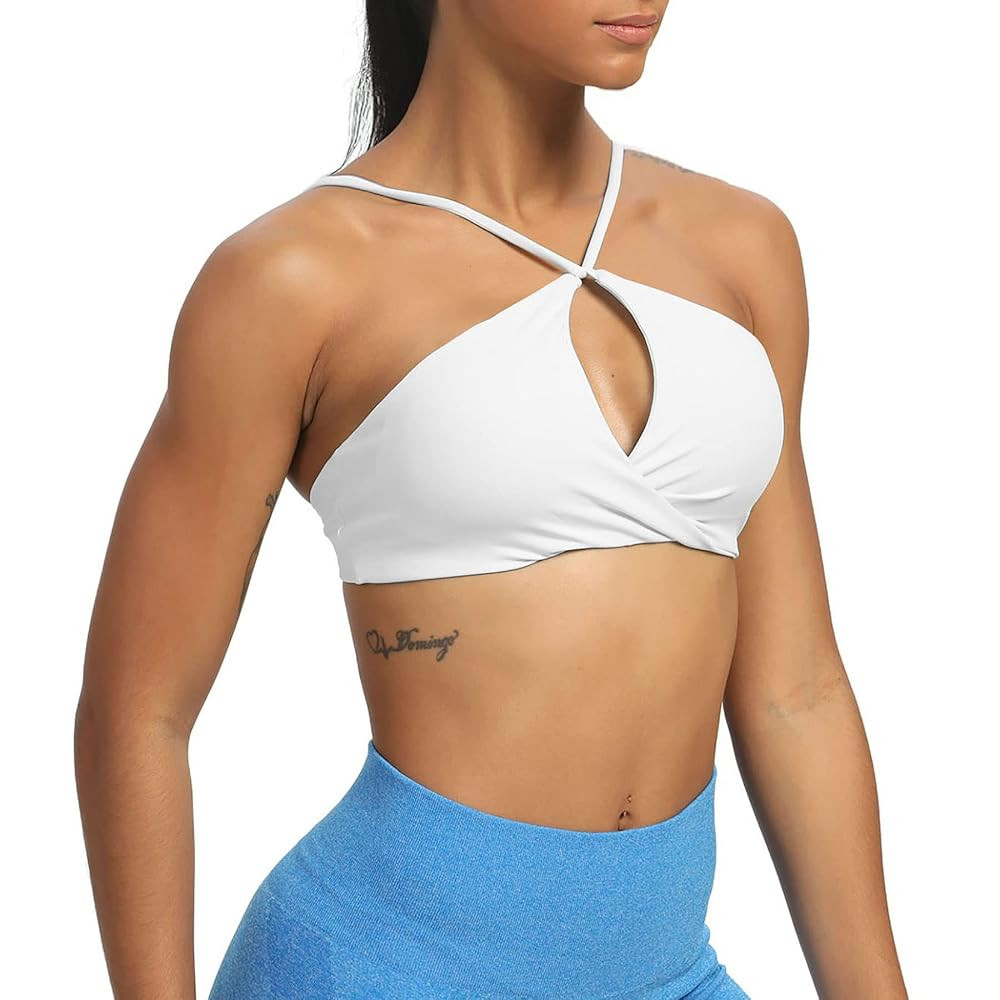 Aoxjox Women's Workout Sports Bras Fitness Adjusted Ariel Halter Bra Yoga Crop Tank | Amazon (US)