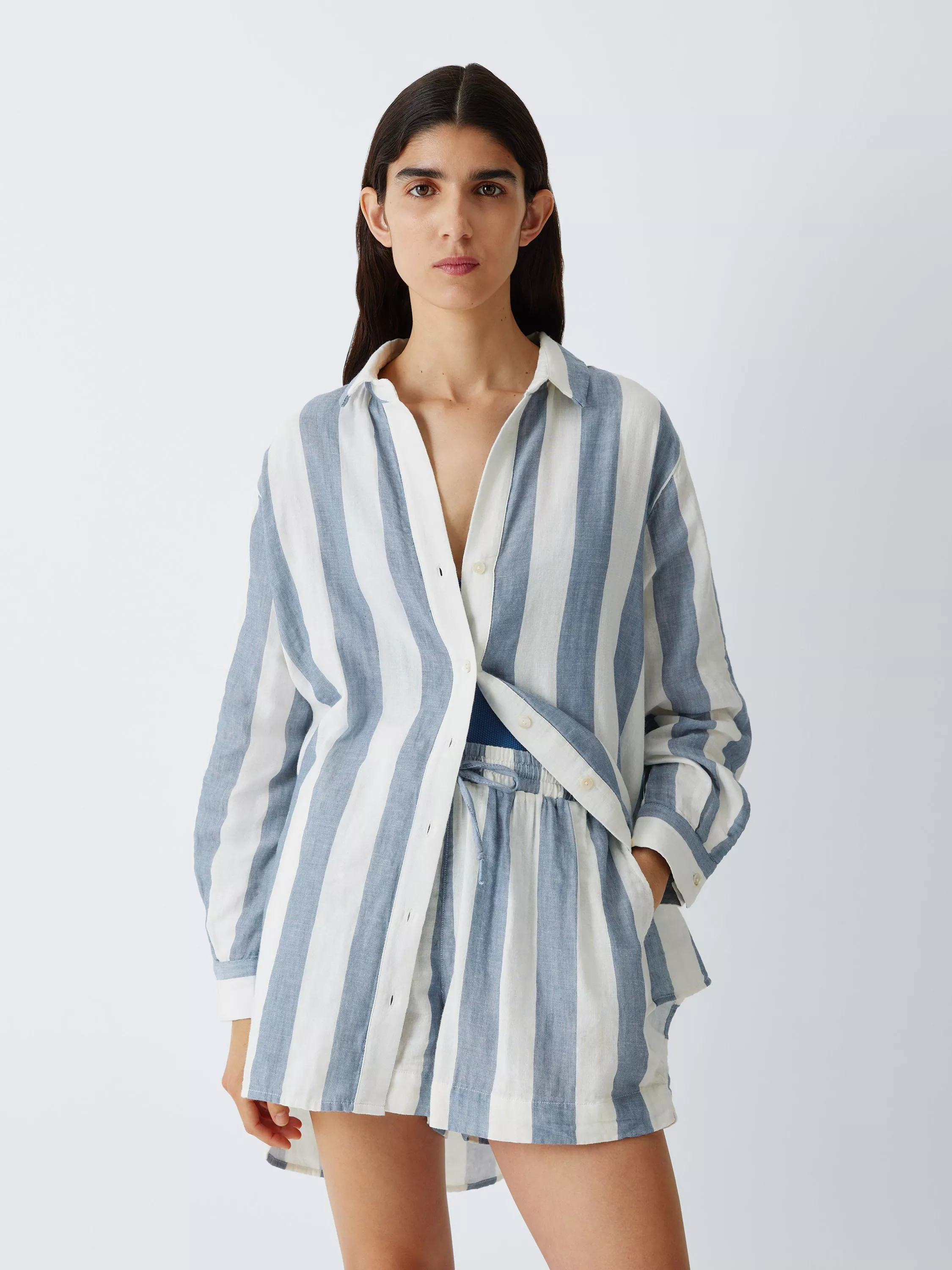 Cotton Stripe Beach Shirt, Blue | John Lewis (UK)