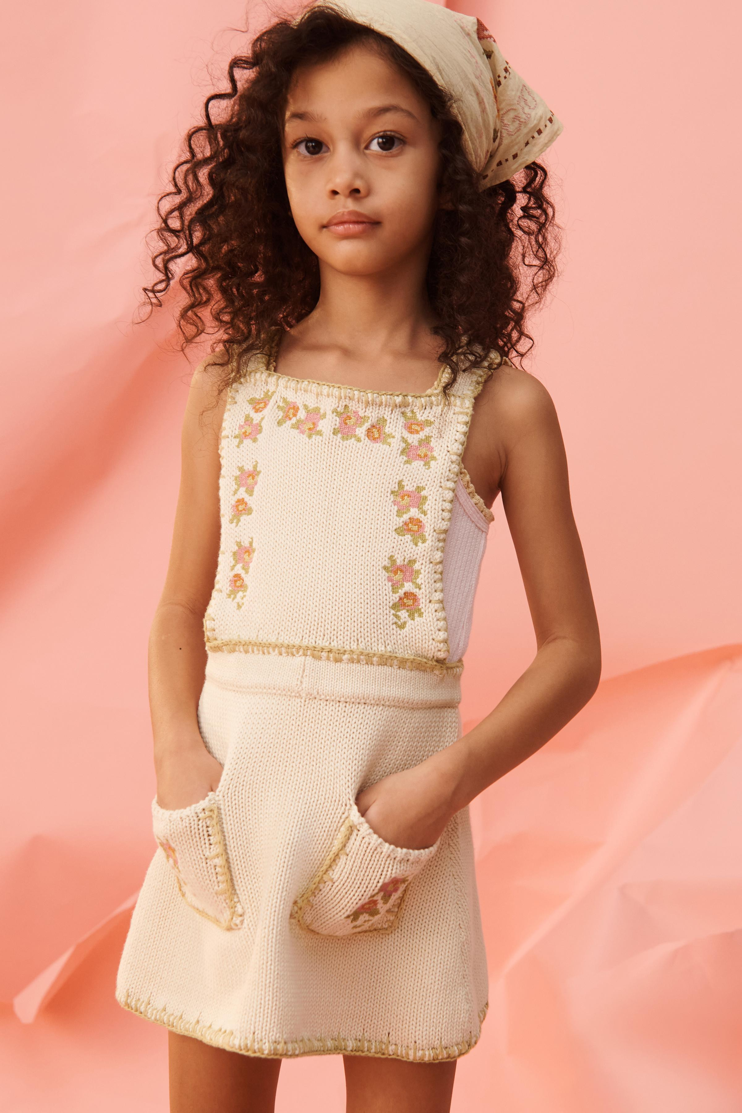 LIMITED EDITION EMBROIDERED CROSS-STITCH KNIT PINAFORE DRESS | Zara Canada
