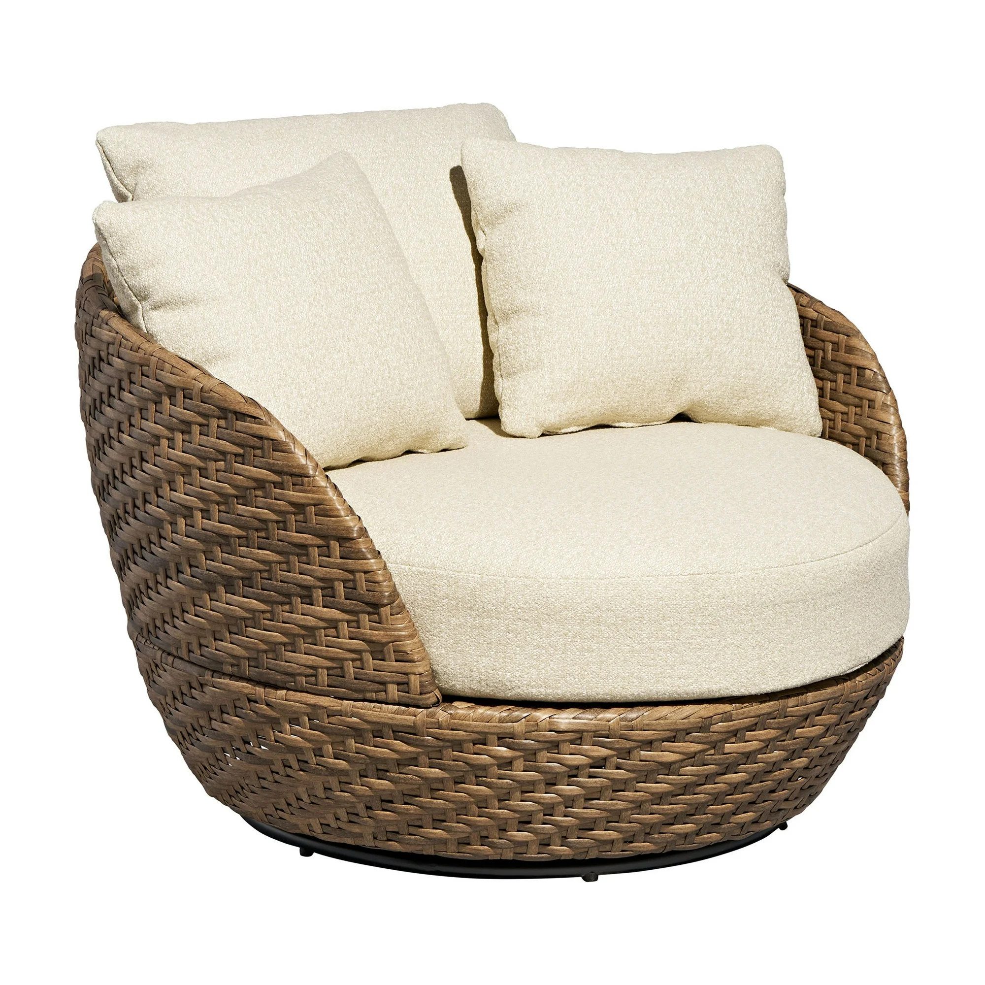Beautiful Wicker Outdoor Swivel Chair with Bouclé Cushions & Cover by Drew Barrymore, Brown/Porc... | Walmart (US)
