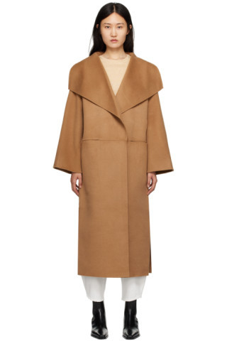 Tan Shawl Coat | SSENSE