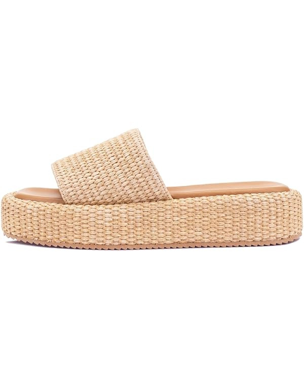 Monrovia Platform Sandals Women Raffia Espadrille Slides, Woven Straw Flatform Beach Sandals Wome... | Amazon (US)