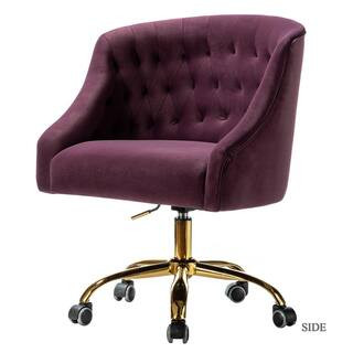 Lydia 24.5 in. Mid-Century Modern Purple Velvet Tufted Hand-Curated Task Chair | The Home Depot