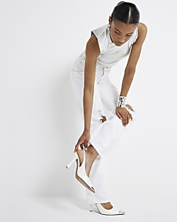 White slingback court heels | River Island (UK & IE)