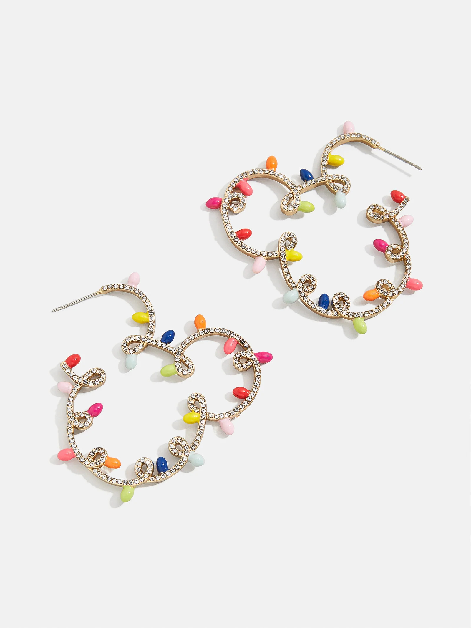 Mickey Mouse Disney Pavé Christmas Lights Outline Hoop Earrings - Mickey Mouse Christmas Lights ... | BaubleBar (US)