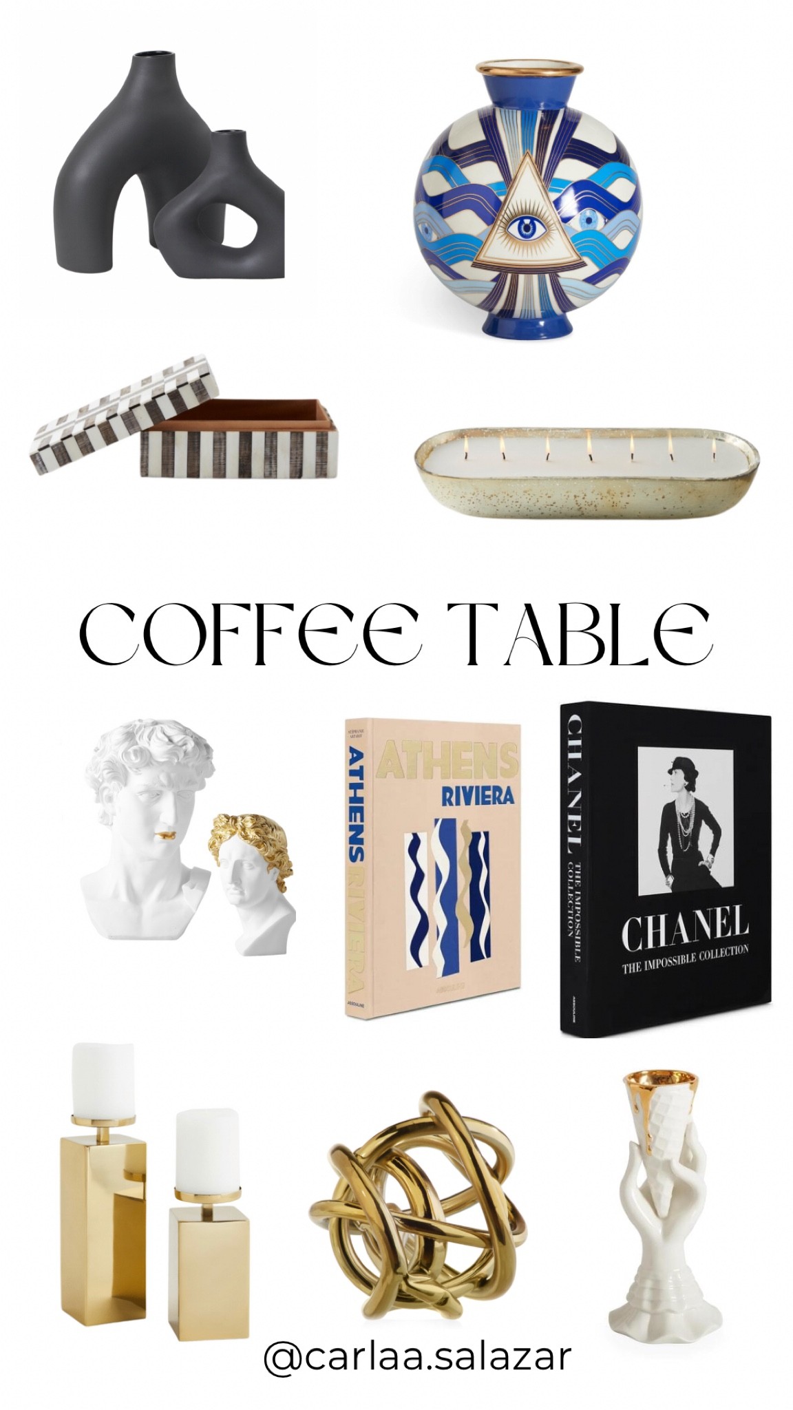 Coffee table decor || decorative objects, coffee table, books, statues, knot, candle, jewelry box, living room decor, family room decor.

#LTKSale #LTKhome #LTKstyletip