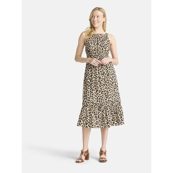 Time and Tru Women's and Women’s Plus Sleeveless Midi Dress, Sizes XS-4X | Walmart (US)