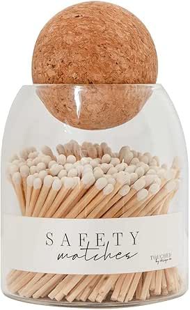 Amazon.com: Decorative White Safety Wooden Match Holder | Cute Glass Bottle Jar for Lighting Cand... | Amazon (US)