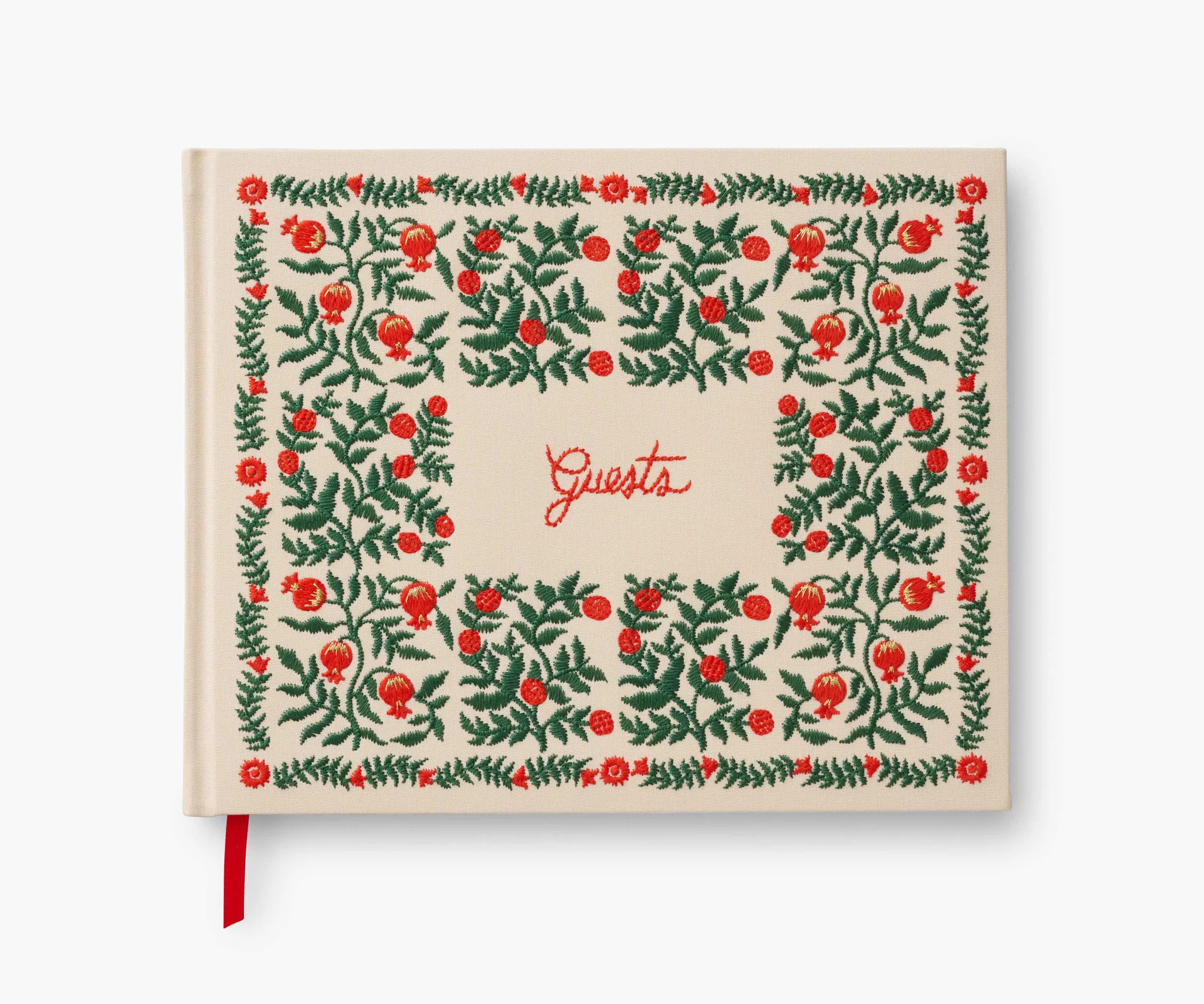 Embroidered Guest Book - Christmastide Pomegranate | Rifle Paper Co.