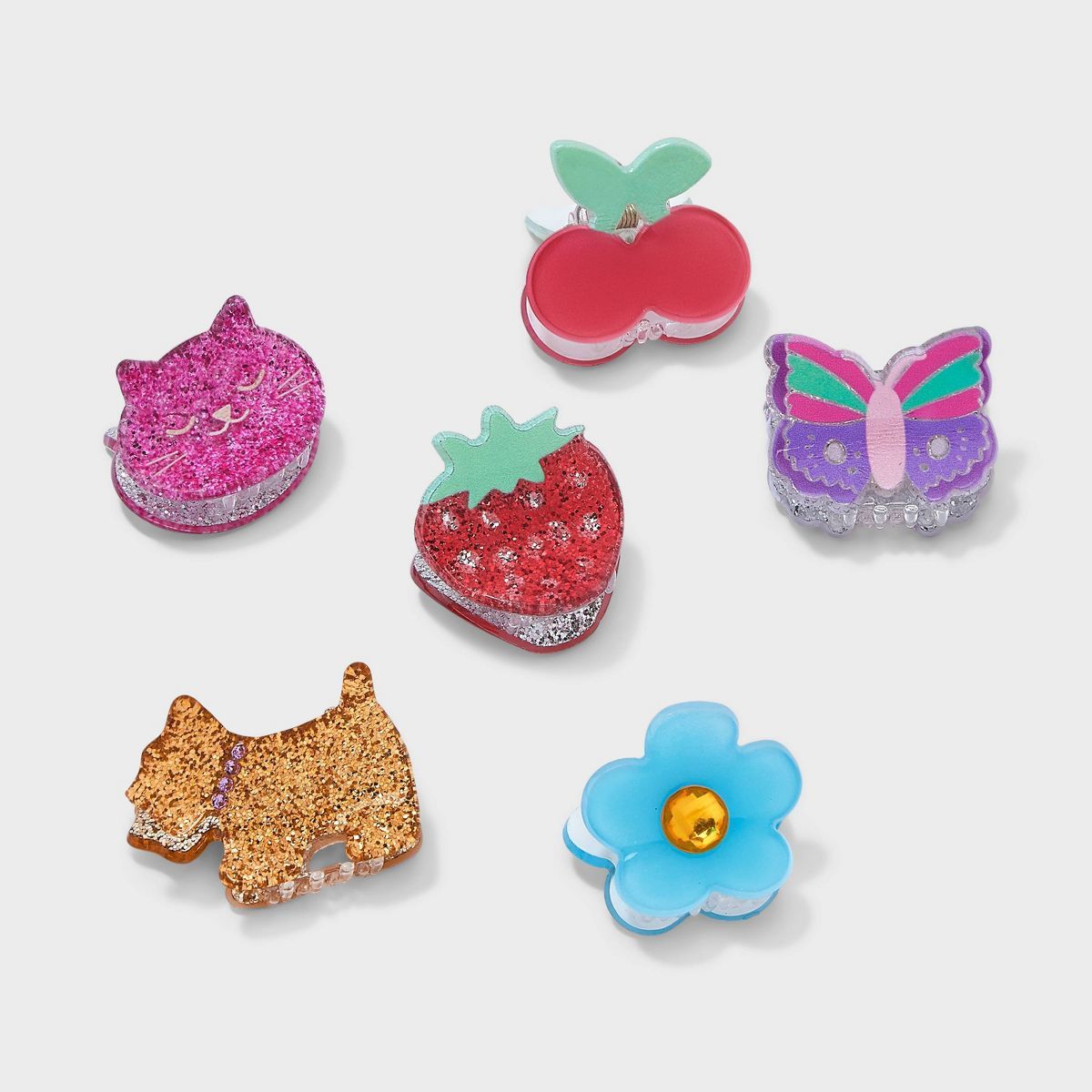Girls' 6pk Mini Claw Clips with Animal and Fruit Icons - Cat & Jack™ | Target