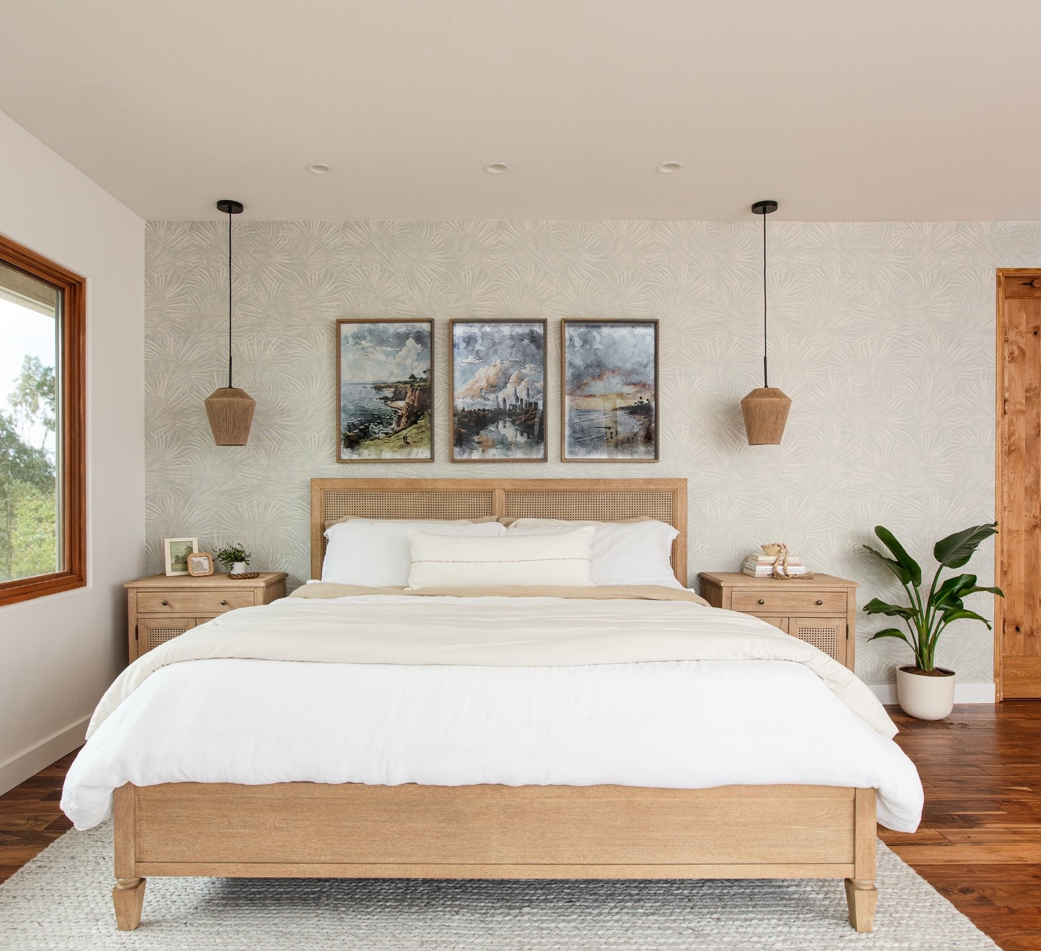 This bedroom makeover was all about creating a serene retreat that feels both modern and organic. We layered in natural textures through the wood tones and woven details.

#LTKHome