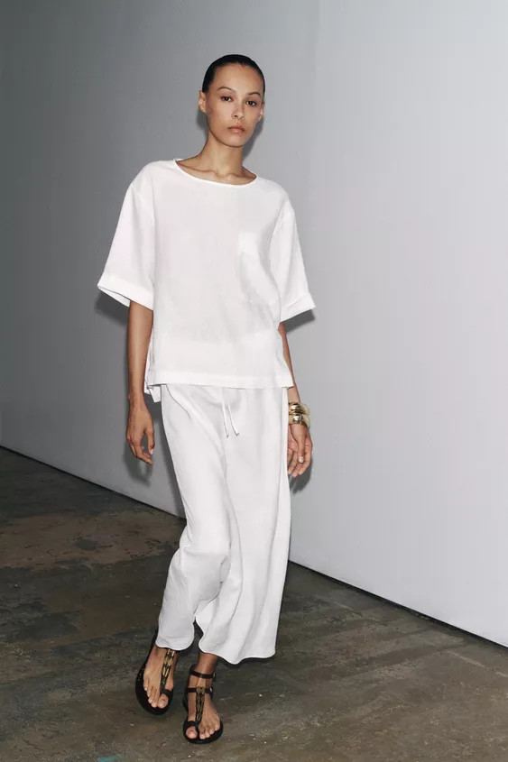 ZW COLLECTION 100% LINEN MIDI SKIRT | Zara US