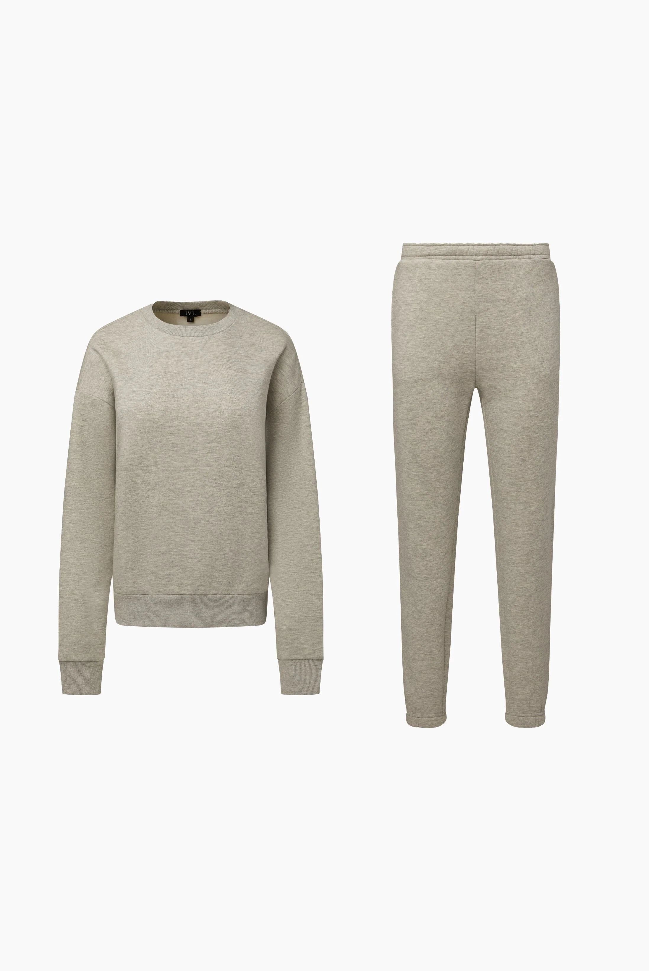 Heather Grey French Terry Crew Sweatshirt + French Terry Jogger | IVL COLLECTIVE
