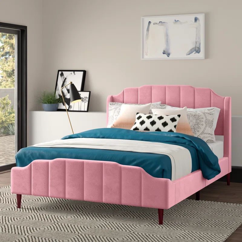 Allyson Queen Size Modern Curved Upholstered Bed | Wayfair North America