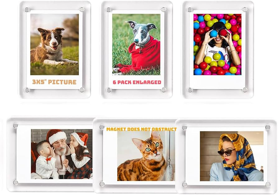 Acrylic Fridge Magnetic Picture Frames, 3x5 Inch Magnetic Clear Photo Frames Fit 3x5 and 4x6 Pict... | Amazon (US)