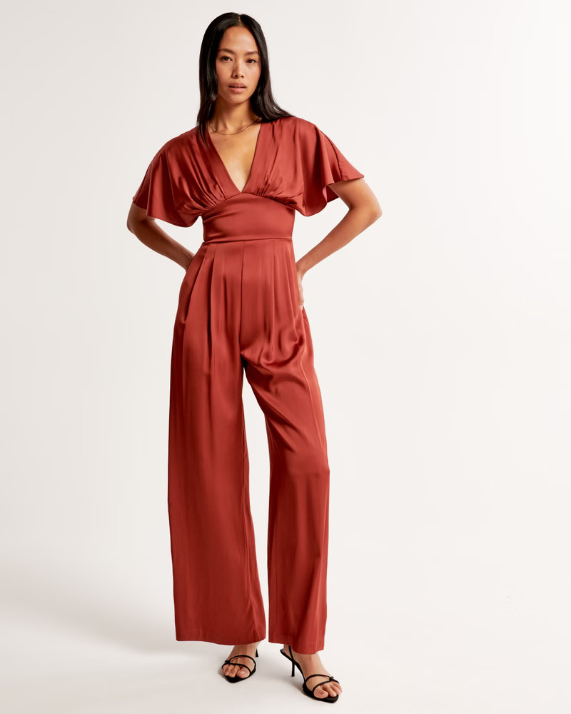 Angel Sleeve Satin Jumpsuit | Abercrombie & Fitch (US)