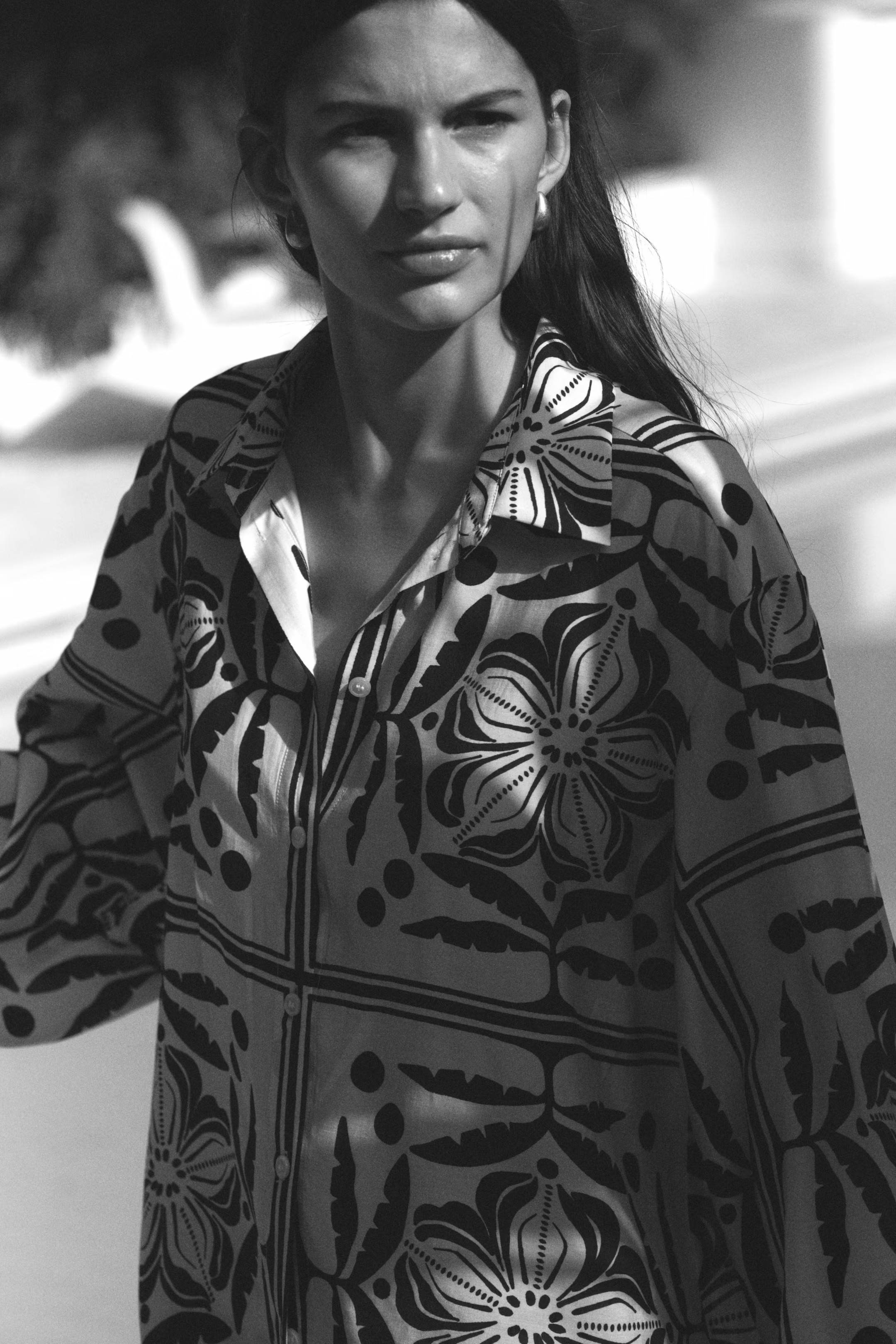 Loose-fit shirt - Cream/Black patterned - Ladies | H&M GB | H&M (UK, MY, IN, SG, PH, TW, HK)