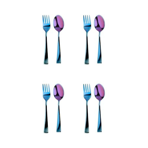 Ahimsa Kids Stainless Steel Utensils, 8 Piece Kid Forks and Spoons Set, Pediatrician Designed Kids Silverware, 100% BPA Free & Dishwasher Safe (Iridescent Blue) | Amazon (US)