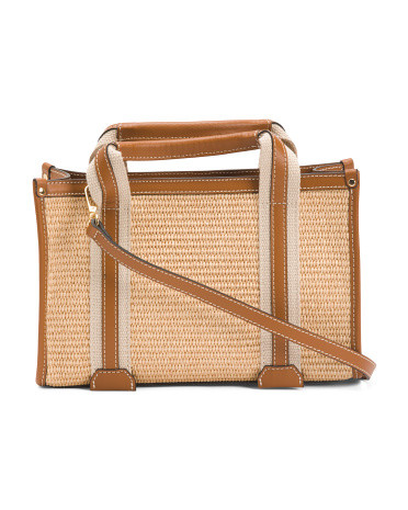 Made In Italy Straw Satchel With Web Strap Handles | Handbags | Marshalls | Marshalls