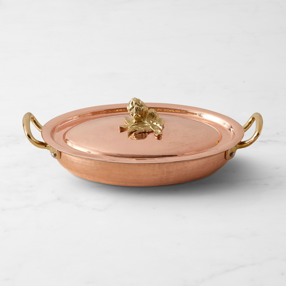 Ruffoni Historia Hammered Copper Covered Au Gratin with Artichoke Knob | Williams-Sonoma