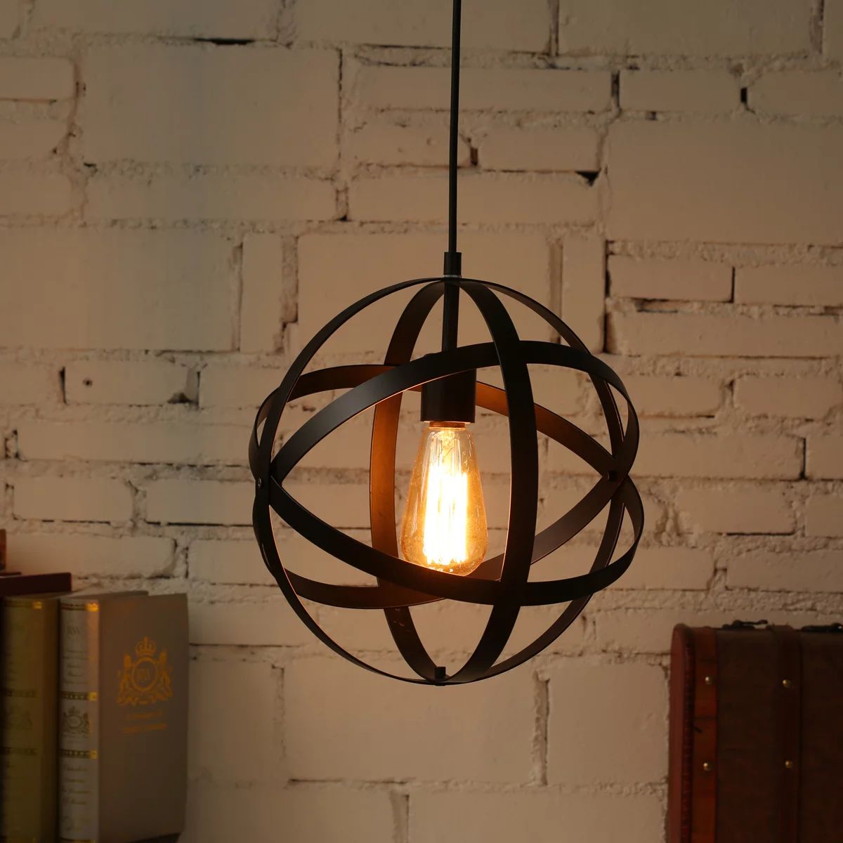 Metal Pendant Light, Spherical Pendant Light, Rustic Chandelier Vintage Hanging Cage Globe Ceilin... | Walmart (US)