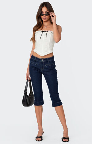 Edikted Contrast Stitch Capri Jeans | PacSun