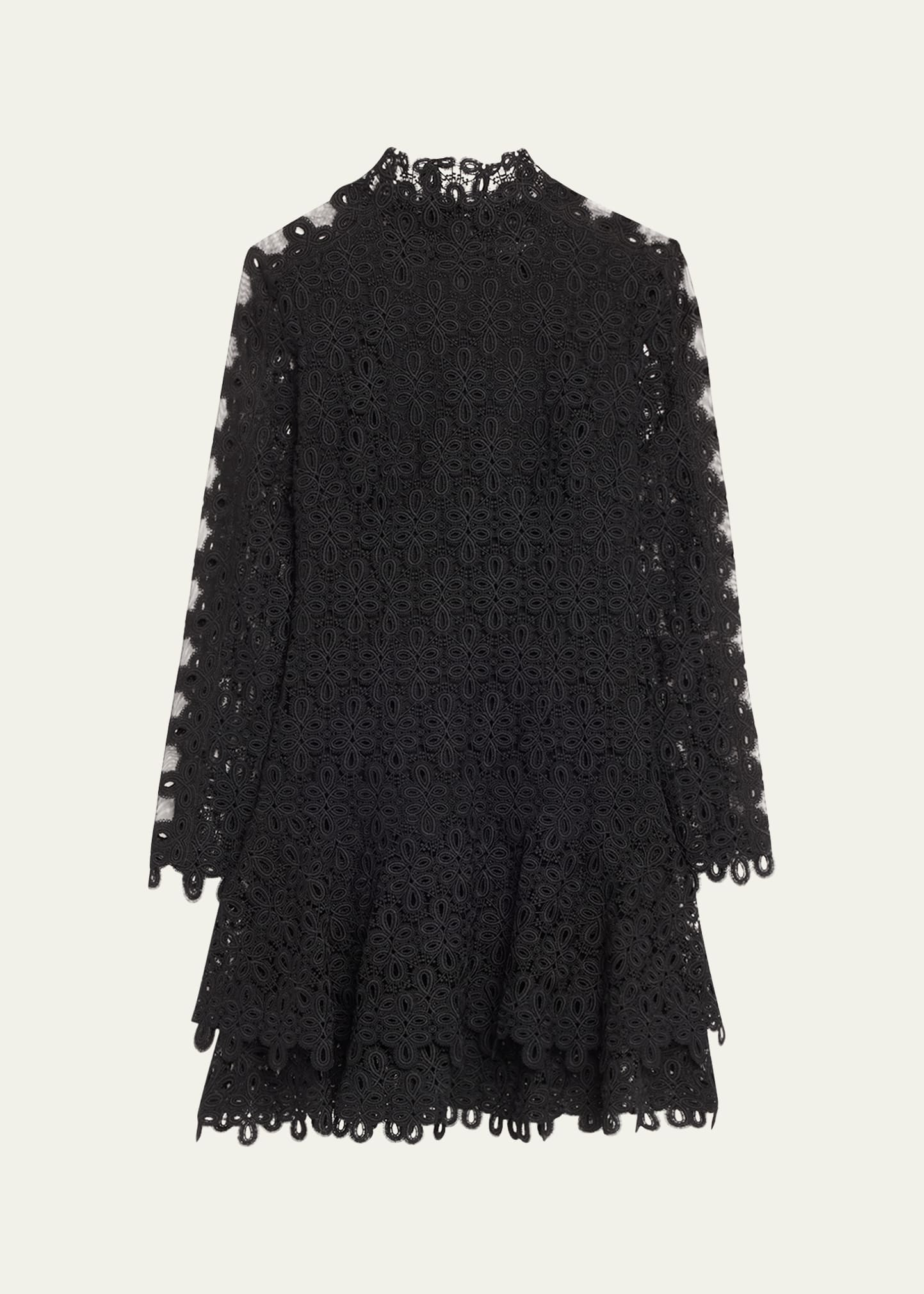 SIMKHAI Joy Guipure Lace Long-Sleeve Mini Dress | Bergdorf Goodman