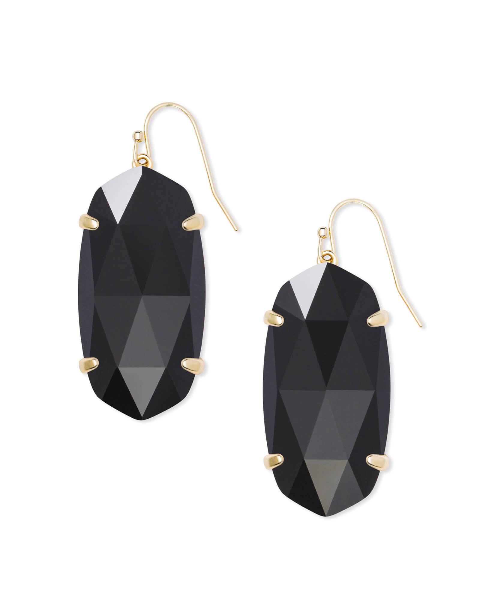 Esme Gold Drop Earrings In Black Opaque Glass | Kendra Scott