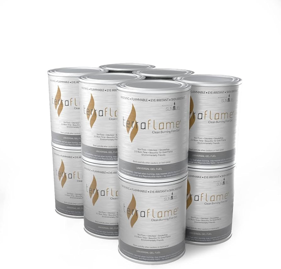Terra Flame SunJel Fume-Free Gel Fuel Cans for Fire Bowl and Fireplaces, 12 Pack of Fire Gel Fuel... | Amazon (US)