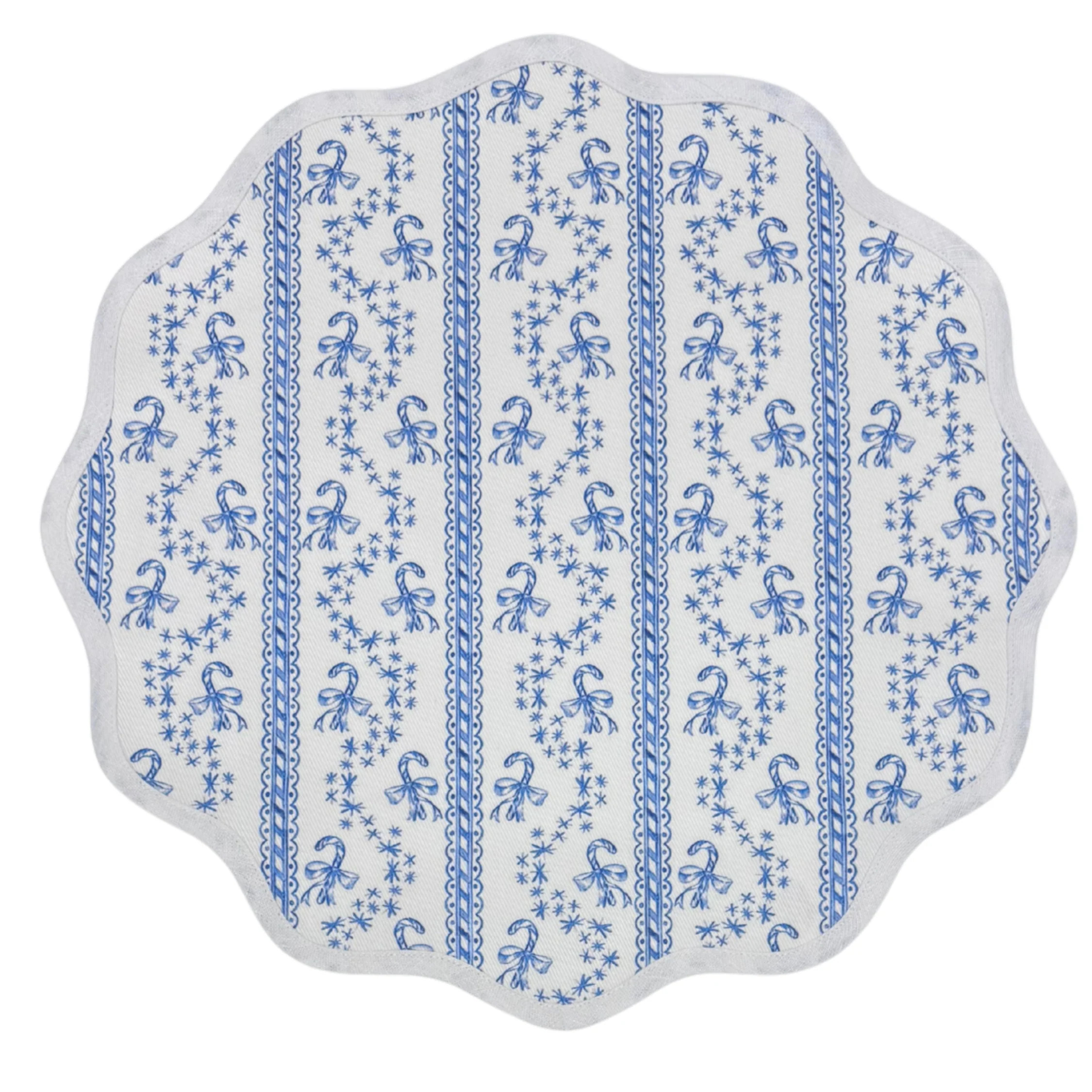 Round Scalloped Placemat | Winter Toile | Frances Fields Home