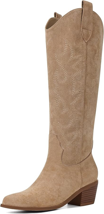 VIMISAOI Western Cowboy Boots for Women Knee High Wide Calf Cowgirl Boots with Embroidered Design... | Amazon (US)