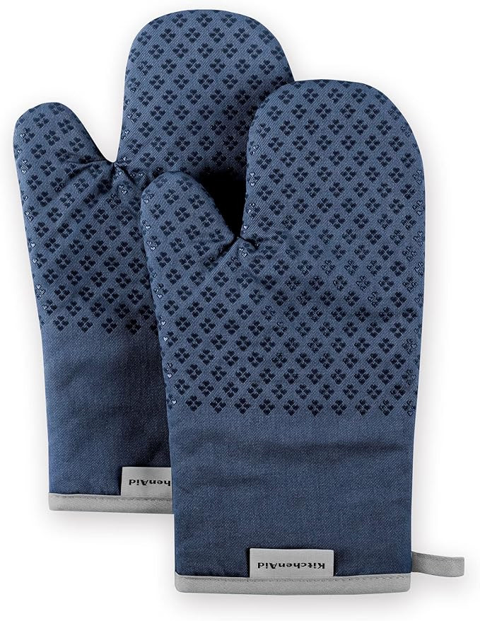 KitchenAid Asteroid Oven Mitt 2-Pack Set, Blue Willow, 7"x12.5" | Amazon (US)