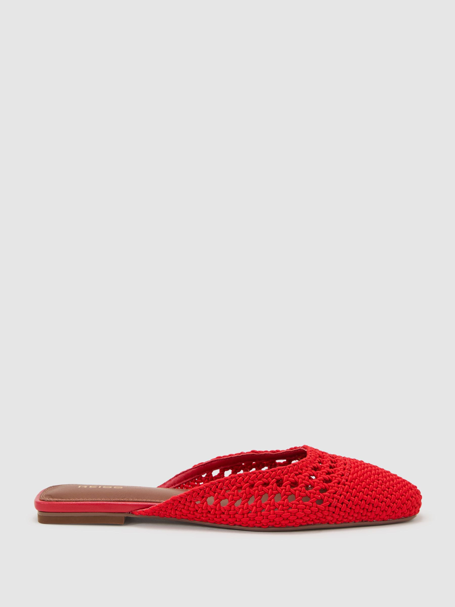Reiss Woven Slip-On Mules in Red - REISS | Reiss UK