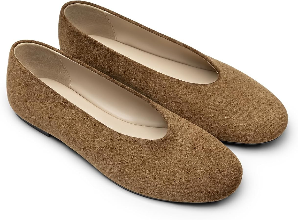 Athlefit Women's Slip on Ballet Flats Comfortable Round Toe Ballerina Flats | Amazon (US)