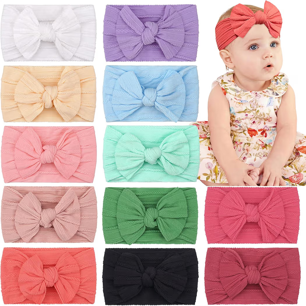 CÉLLOT Super Stretchy Soft Knot Headbands with Hair Bows Head Wrap Hair Accessories For Newborn ... | Amazon (US)