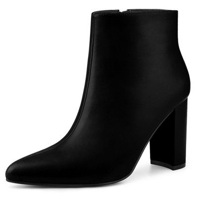 Perphy Women's Pointed Toe Side Zip Block Heeled Ankle Boots | Target