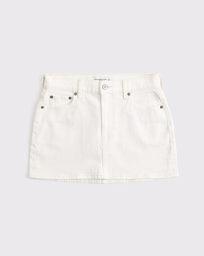 Abercrombie & Fitch Women's Mid Rise Denim Mini Skirt in Cream - Size 31 | Abercrombie & Fitch (US)